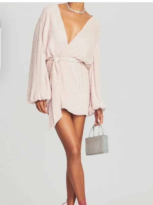 Retrofete Gabrielle Sequin Robe White Mini Dress - Image 4