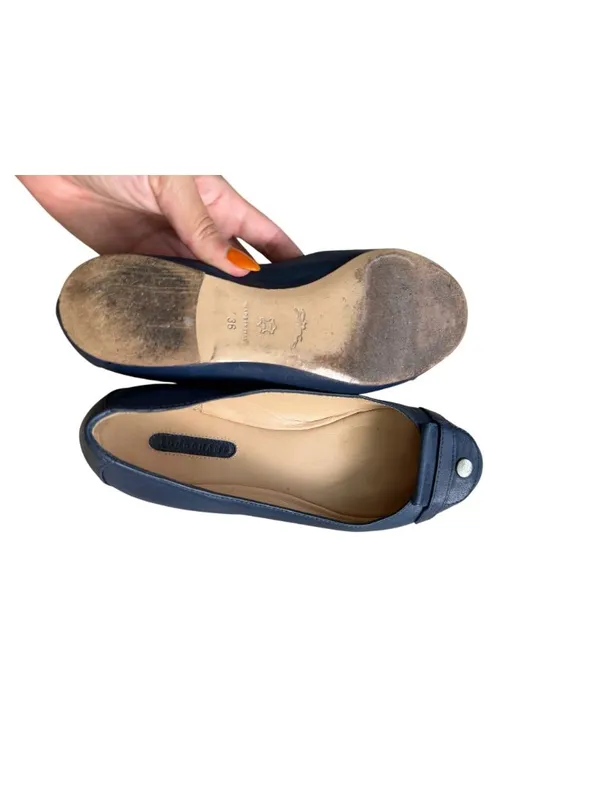 LONGCHAMP Navy Blue Leather Logo Flats Size 36 / US 6 - Image 3