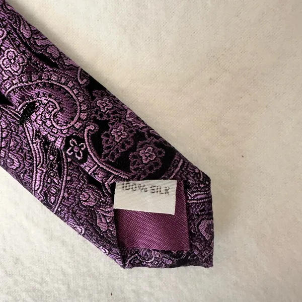 Burma Bibas Silk Mens Tie Purple Paisley Necktie Designer Classic Office - Image 5