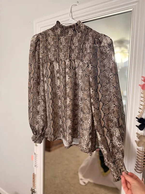 Snakeskin print shirt Brown Size XS - Image 2