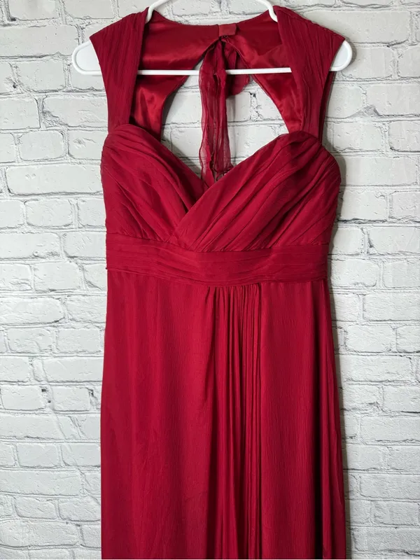 Amsale Elegant Red Halter Maxi Dress - Classic Evening Style size 10 - Image 5