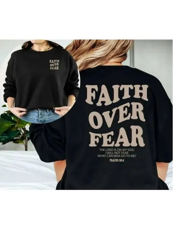 Faith Over Fear Christian Crewneck Sweatshirt - Image 2