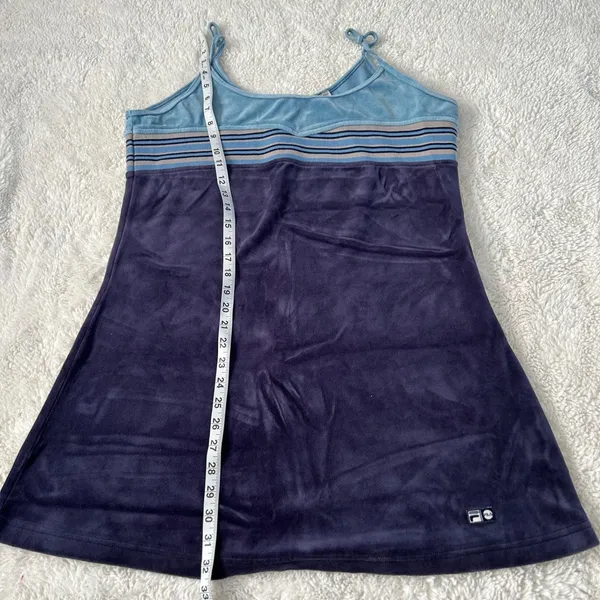 Fila 90s VTG Womens Blue Swim Cover Up Dress Retro Summer Resort Cotton Preppy - Image 3