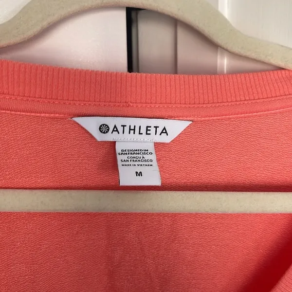 Athleta Sunrise V Neck Sweatshirt‎ Orange V Neck Pullover - Image 4