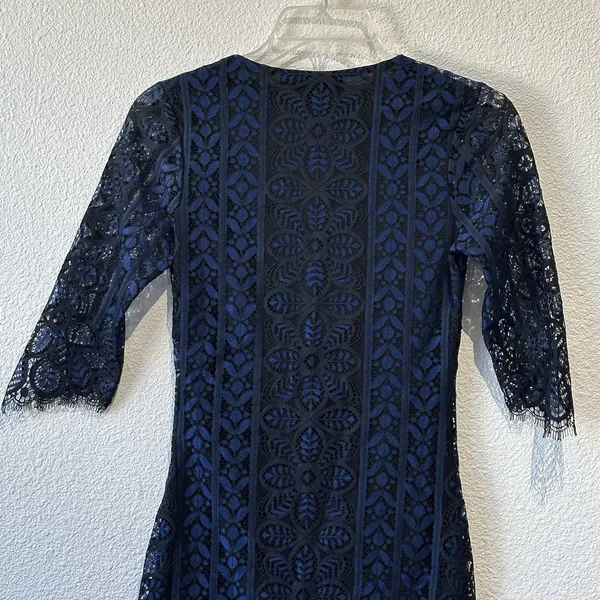 For Love & Lemons Lyla Mini Cocktail Dress Black & Blue Lace Women’s Size XS - Image 8