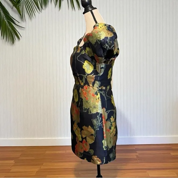 LULUS So Stunning Metallic Jacquard Puff Sleeve Mini Dress – Size M - Image 3