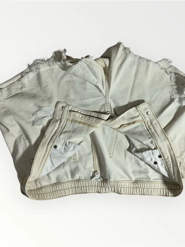 Aerie White Denim Cutoff Distressed Boyfriend Short Sz Large #268 - Image 5