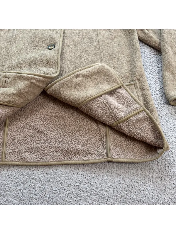 L.L.Bean Women’s Polartec Fleece Coat Tan Button Front Jacket Medium - Image 5