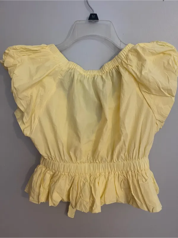 Altar'd State Yellow Ruffle Tie-Front Crop Top - Image 3