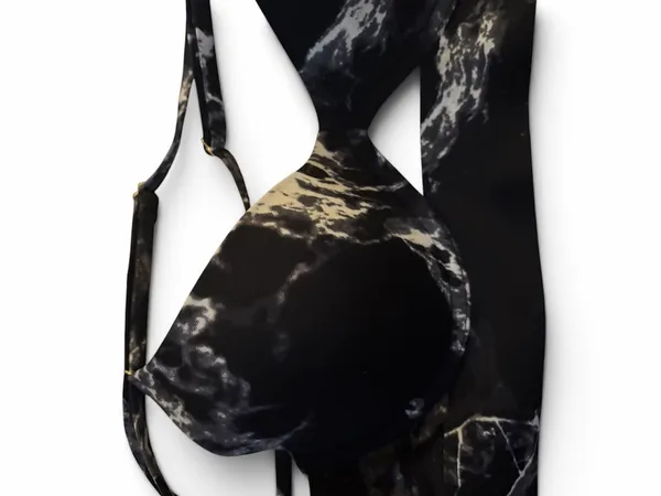 PINK Victoria's Secret Black Marble Print Strappy Underwire Bra - Image 2