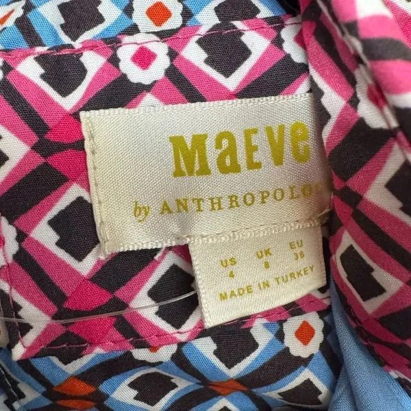 Maeve Anthropologie Buckley Button Front Mini Dress Blue Motif NWT 4 - Image 6