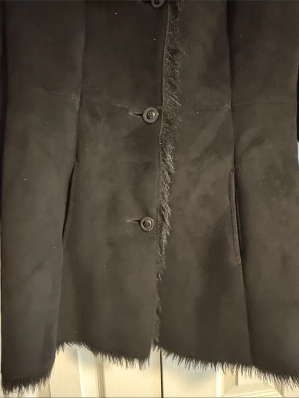 Jones New York Women’s Small Black Faux Suede Faux Fur Lined Coat - Image 3