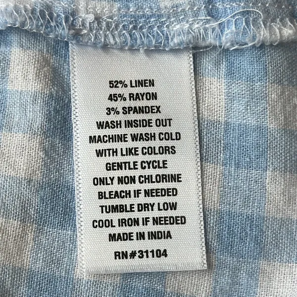 Crown & Ivy Baby Blue & White Plaid Short Flutter Sleeve Linen Blend Top size S - Image 9