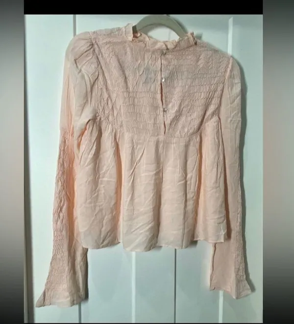 Free People Smocked In Time Blouse. Size Small - Image 4