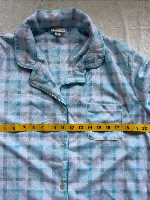 Kim Rogers Blue Plaid Two-Piece Flannel Pajama Set - Image 11
