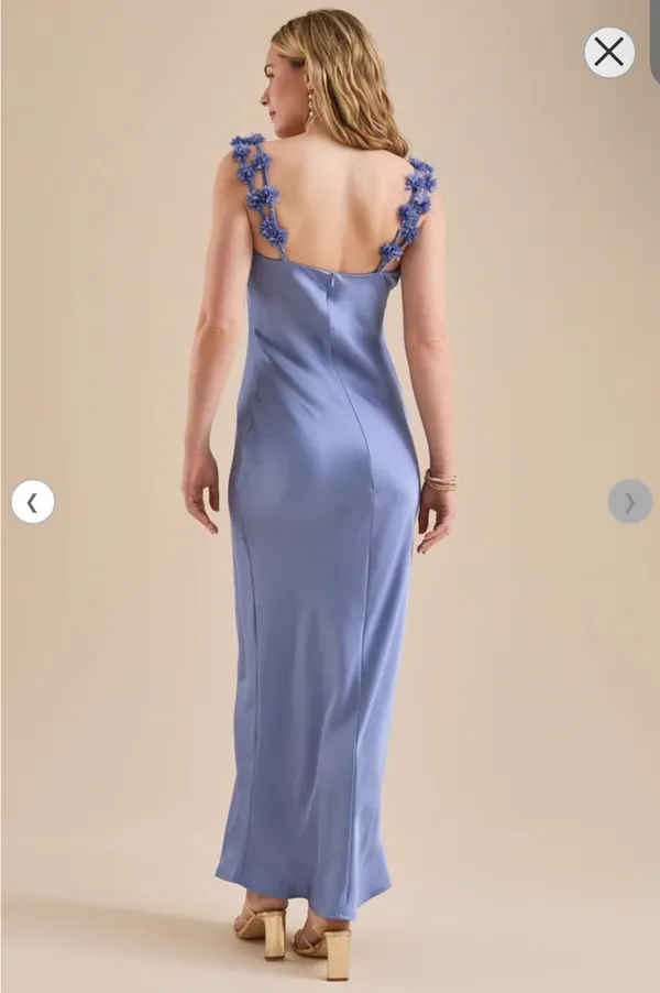 altard state scarlett satin maxi dress light blue - Image 4