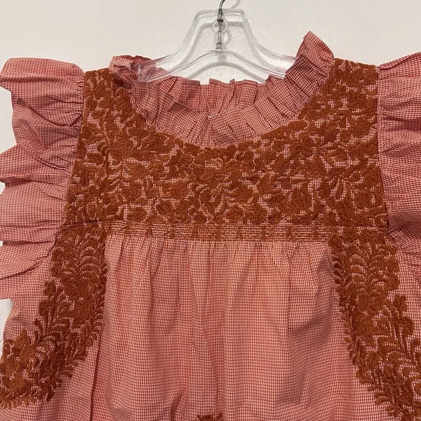 J. Marie The Schafer ruffle neck embroidered lined-dress Large - Image 3