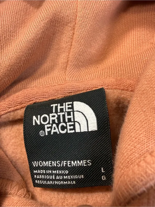 The North Face Women's Logo Hoodie Sweatshirt‎ Peach Pink Oversize Outdoor Lg - Image 3