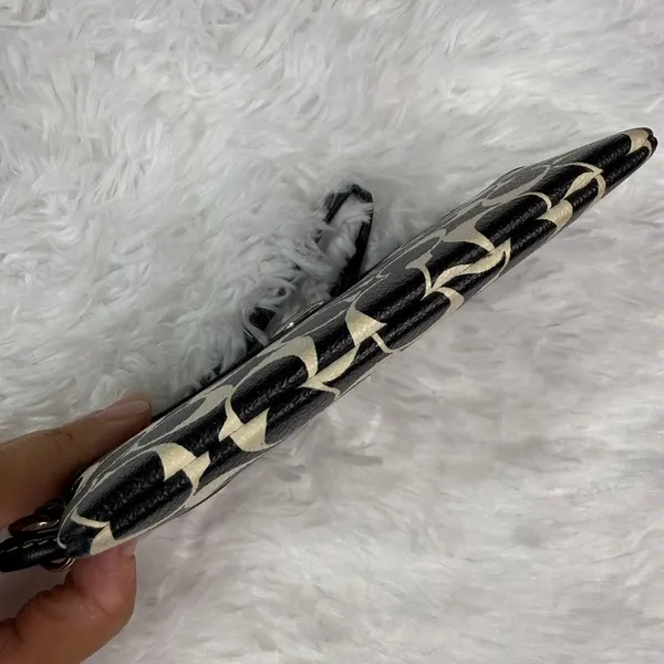COACH Black White Signature Coated Canvas Wristlet - Image 3