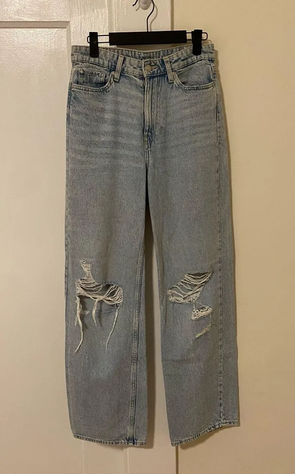 H&M Loose Straight High Jeans Light Denim Blue - Image 6