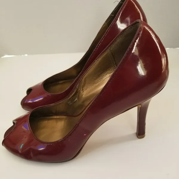 Charles David dark red peep toe heels #1-b - Image 5