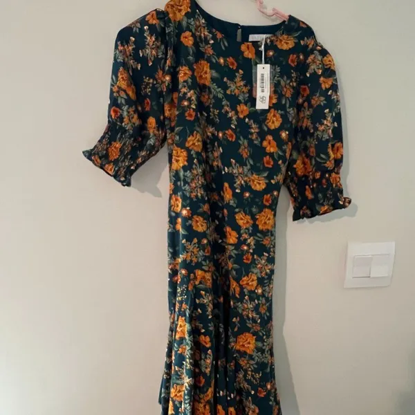 Baltic Born NWT Charlie Flare Dress Topaz +‎ Rust Floral M - Image 7