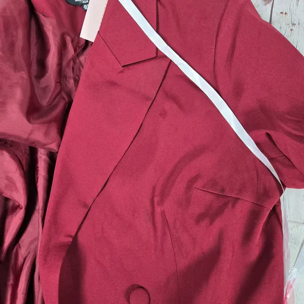 Missguided Plus Size 18 Blazer‎ Dress Mesh Bow Waist Burgundy Red Party - Image 7