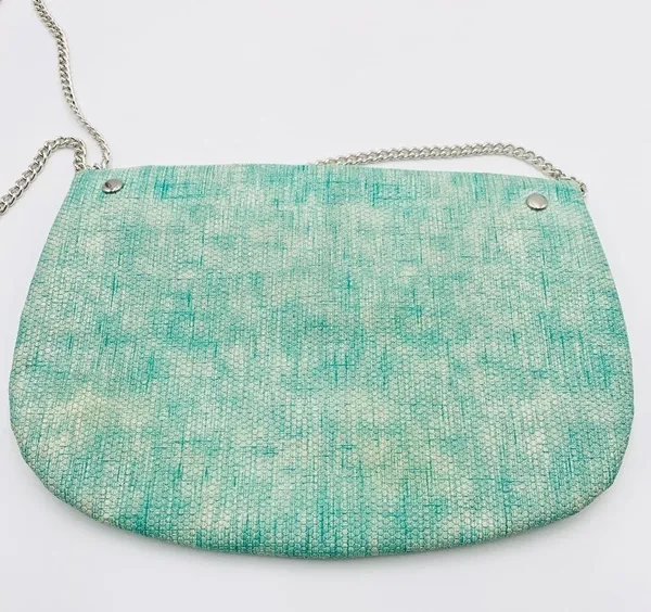 l*space Aqua Teal Blue Space Dye Silver Chain Crossbody Festival Bag Purse - Image 6