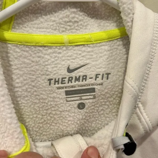 Nike‎ Therma-FIT Hoodie Women's Large White Full Zip Athletic Sweatshirt - Image 5