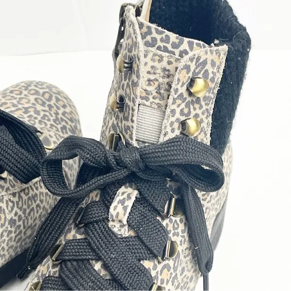OTBT Lakewood Leather Animal Print Side Zipper Lace Up Faux Fur Lined Boots 8 - Image 10