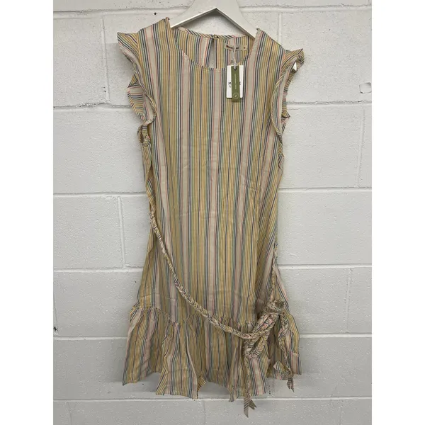 Marine Layer Sz M Laney Multicolor Striped Belted Beachy Ruffle Mini Dress - Image 4