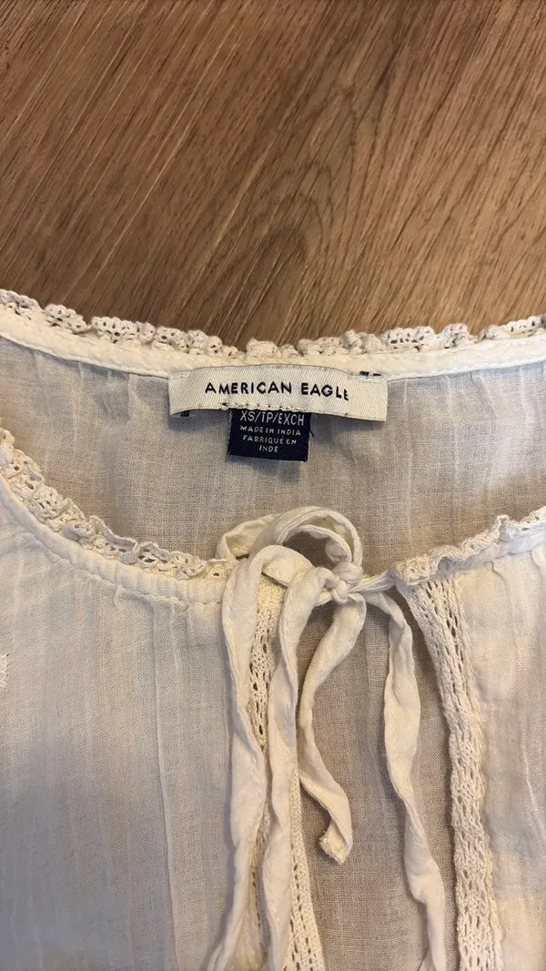 American Eagle Cream Tie Blouse, XS - Image 2