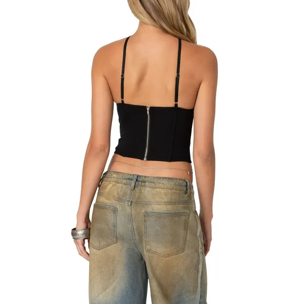 Edikted Lou Crossover Strap Corset Camisole Women's Size XS Black Beaded $54.40 - Image 2