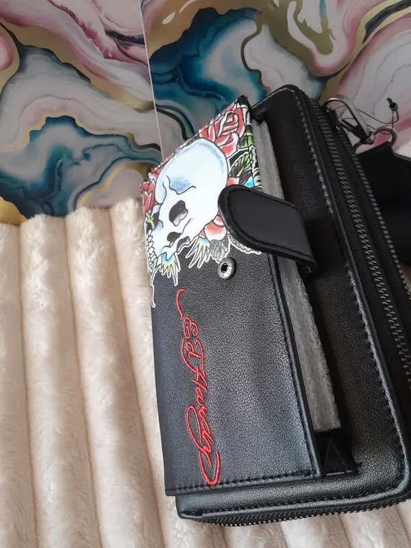 Ed Hardy Y2K Skull Print Crossbody Phone Wallet Bag - Image 10