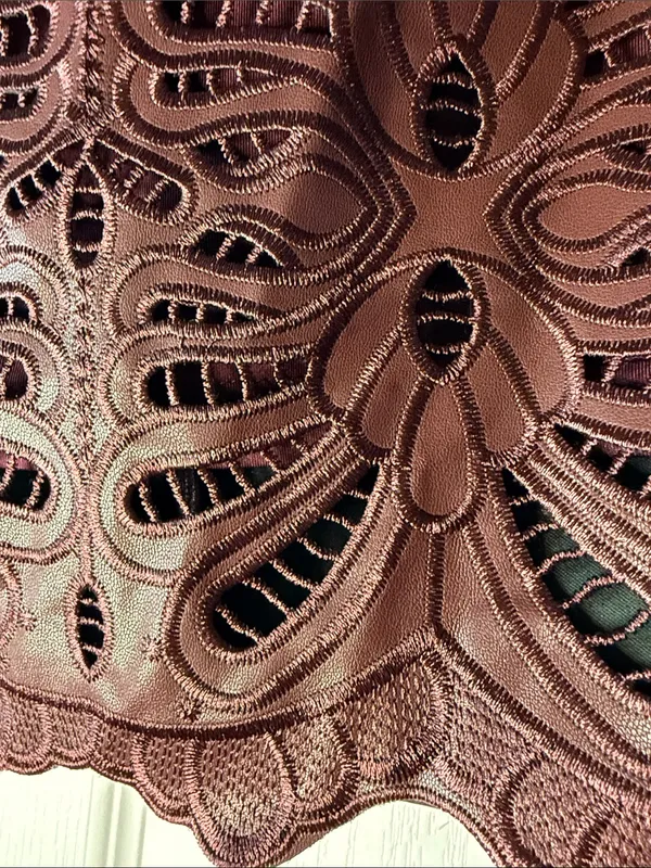 CHICME Embroidered Lace Mini Skirt in Mauve - Image 2