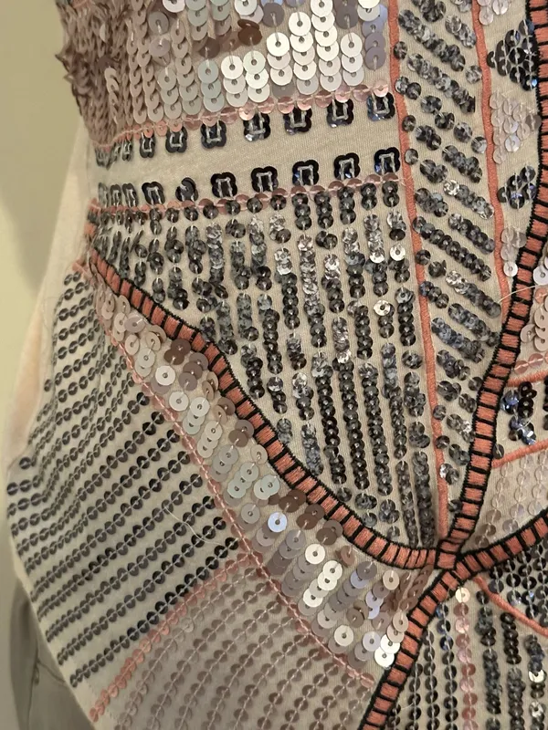 EXPRESS Pink Gray & Champagne,Color Beaded Light Material Camisole Top Sz M - Image 6
