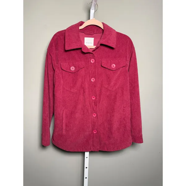 Avec Les Filles Corduroy Button-Up Jacket Shirt Pink M‎ French Girl Layering - Image 2