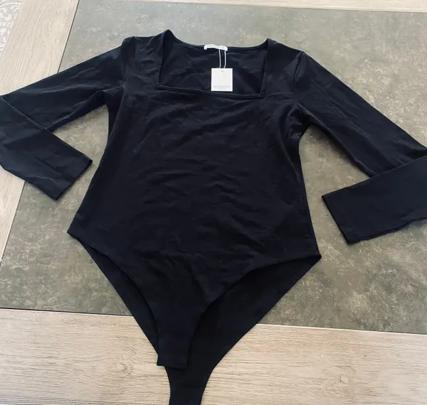 MANGOPOP Women's Square Neck Long Sleeve Tops Bodysuit - Image 5