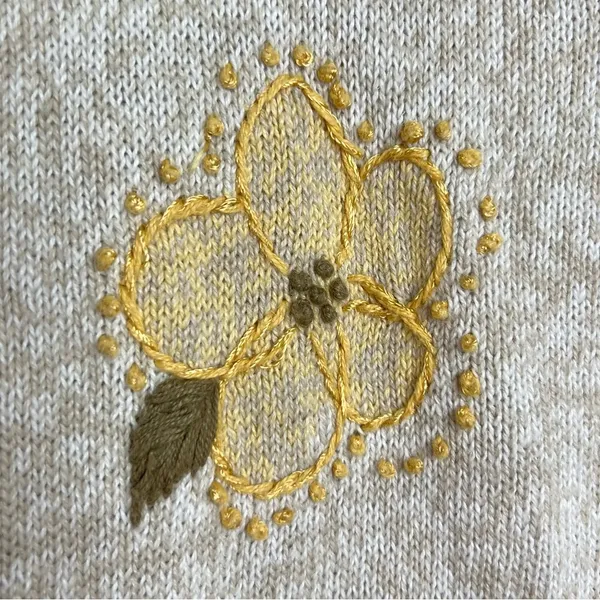 VTG Christopher & Banks Hand Embroidered Sweater Women’s Medium Floral - Image 3