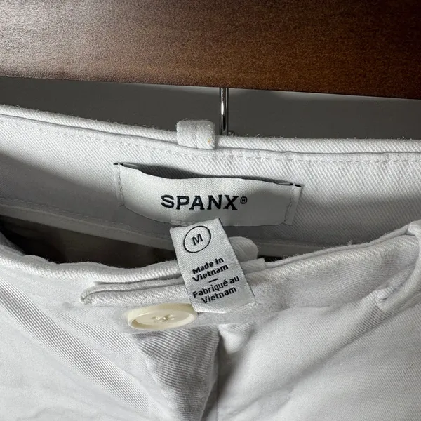SPANX White Chino Pants with Zipper Detail, Size M - Image 5