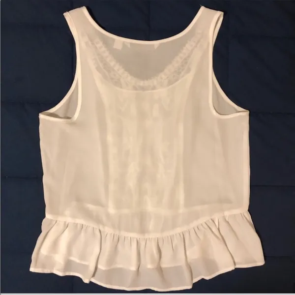 Lauren Conrad Lace Front Peplum Sleeveless Blouse M - Image 3