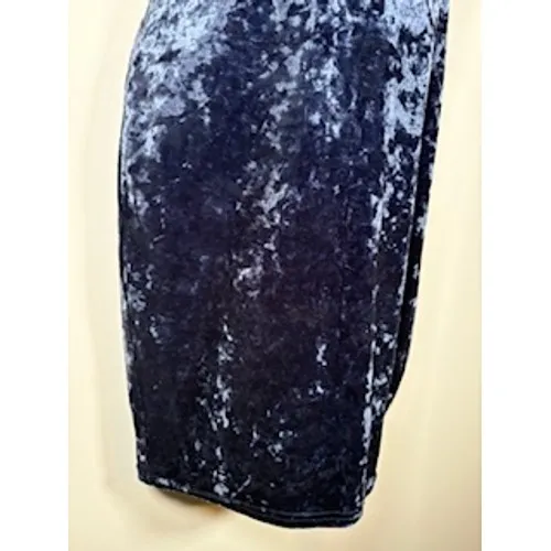 LUSH Crushed Velvet Mini Dress Small Blue Cutout Halter Mock Neck Bodycon Glam‎ - Image 3