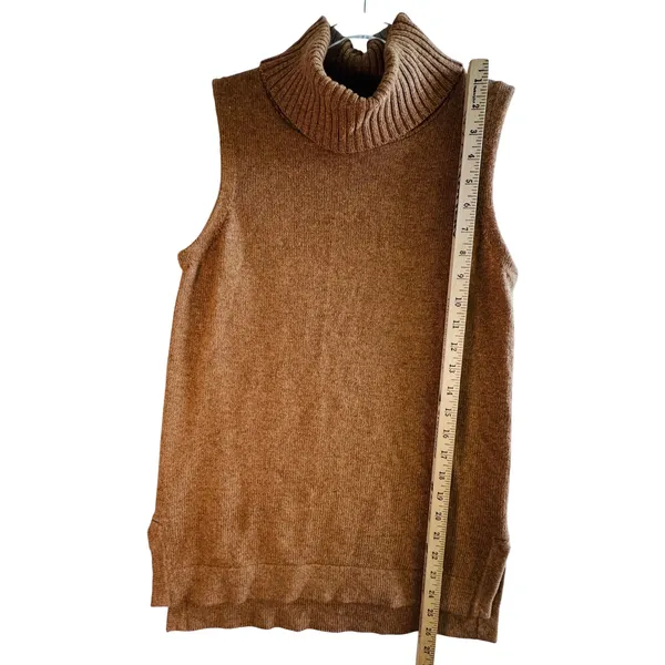 J. Crew Sleeveless Turtleneck Sweater Vest Wool Cotton Brown Shell Tank‎ Top S - Image 7