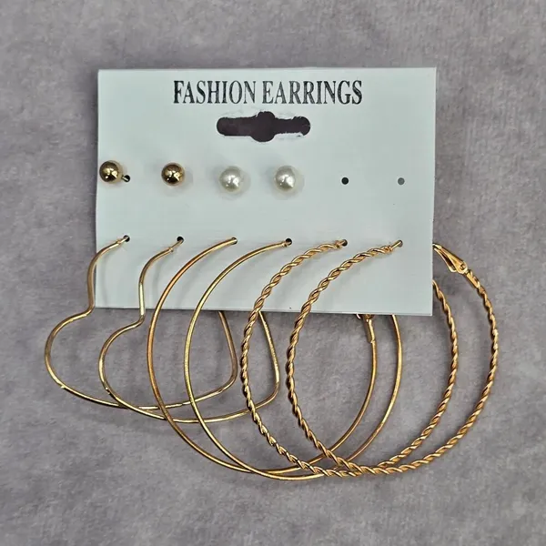 Gold Pearl Hoop Stud Swirl Heart‎ Dangle Fashion Jewelry Earrings NWT JB2-24 - Image 4