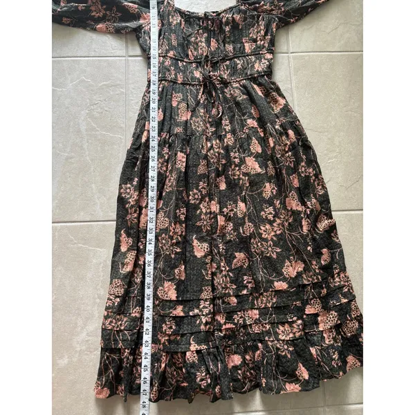 Ulla Johnson Isla Dress Womens 4 Green Floral Tiered Puff‎ Sleeve Boho Prairie - Image 10