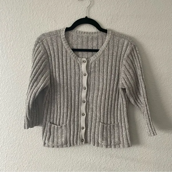 Vintage Y2K grey cardigan sweater Heather - Image 2