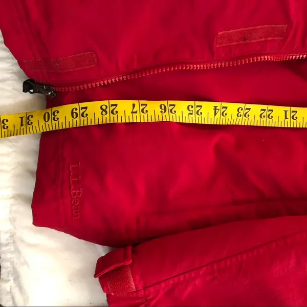 L.L Bean OUTDOOR OUTFITTER JACKET Insulated Hooded Coat Insulated Red Oversize Sz S Measurement in pics - Image 5