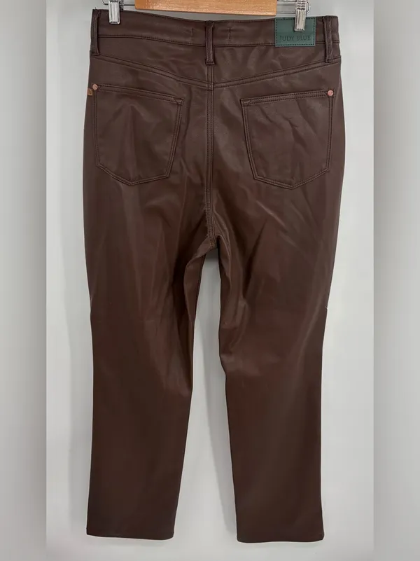 Judy Blue espresso faux leather high rise straight leg pant women’s 11/30 NWT - Image 5