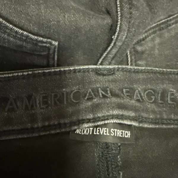 American Eagle Next Level Stretch Black Distressed Skinny Denim Jeans Size 4 - Image 4