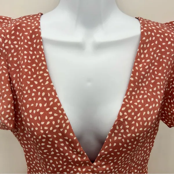 Pink and Orange Flutter Sleeve Smocked Mini Dress - Image 4